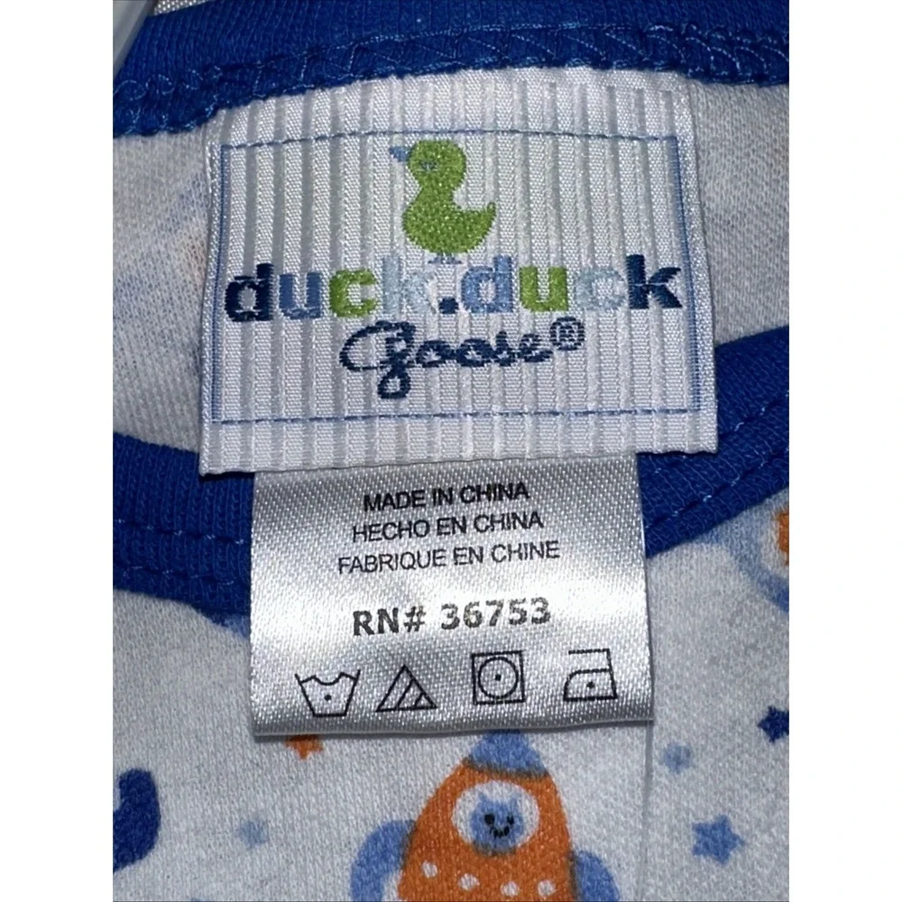 Duck Duck Goose Baby Boys 3pc Rocket Ship Set Bodysuit Pants Bib 6-9M Blue New